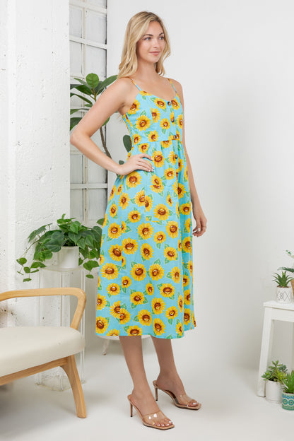 Sun Flower Print Cami Dress