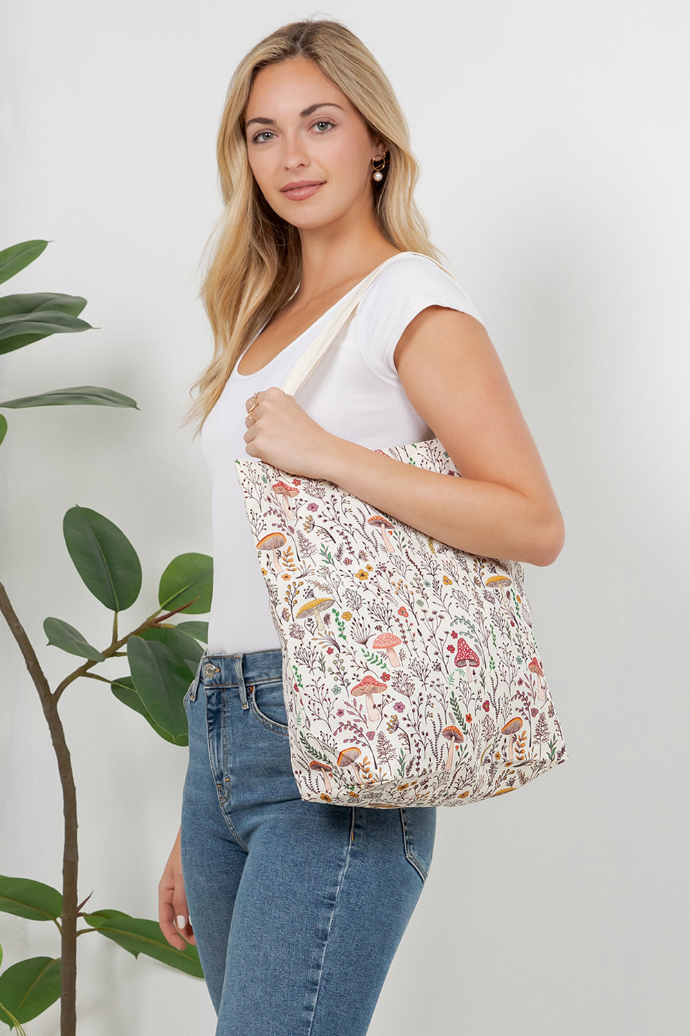 Retro Mushrooms Canvas Tote Bag
