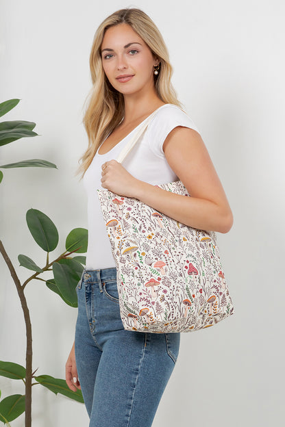 Retro Mushrooms Canvas Tote Bag