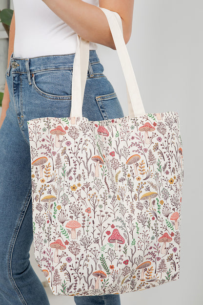 Retro Mushrooms Canvas Tote Bag