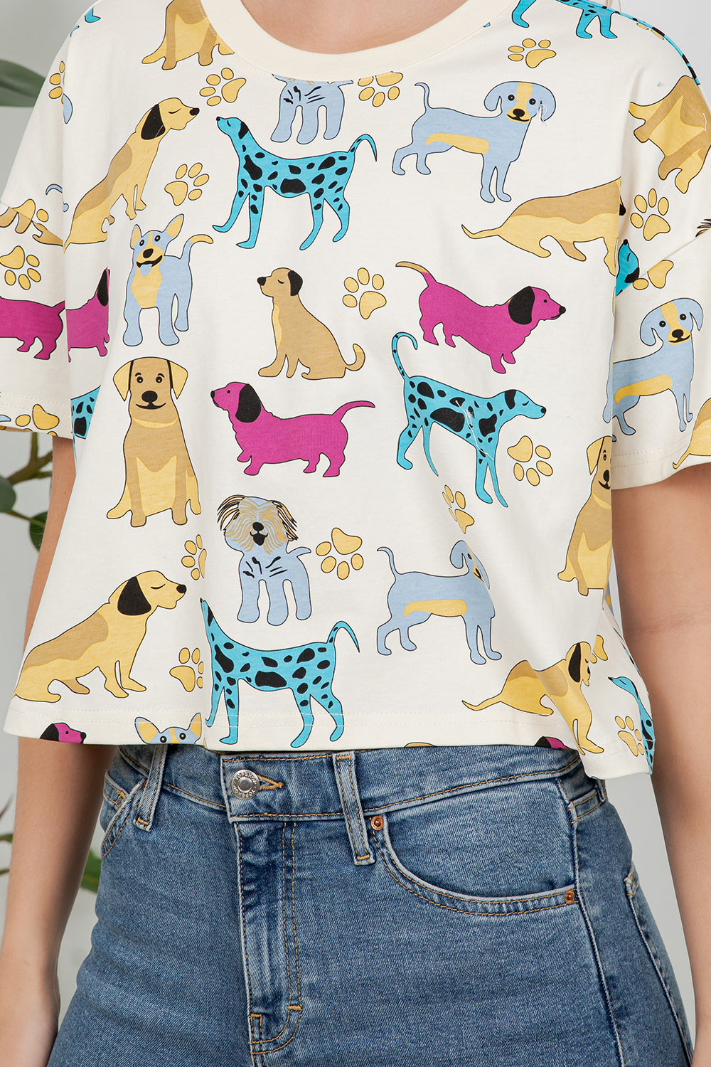 Colorful Dog Print Crop Top