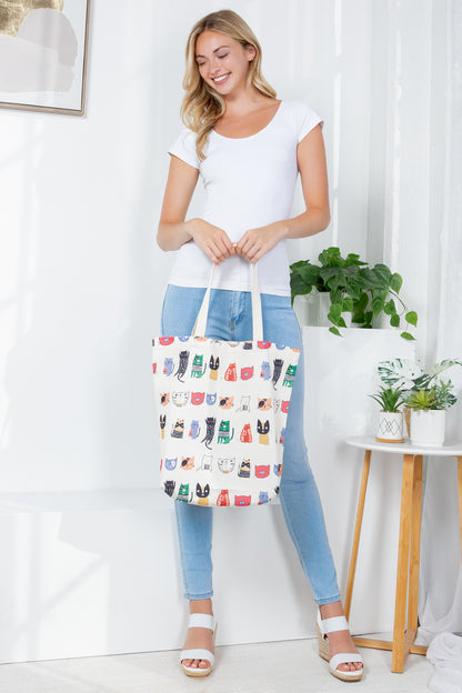 Colorful Cat Canvas Tote Bag