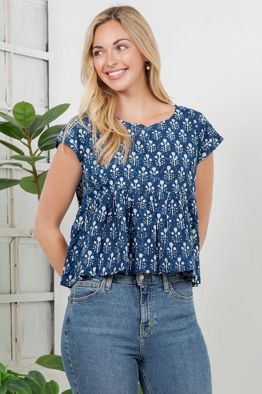 Hand Block Indigo Print Shirt