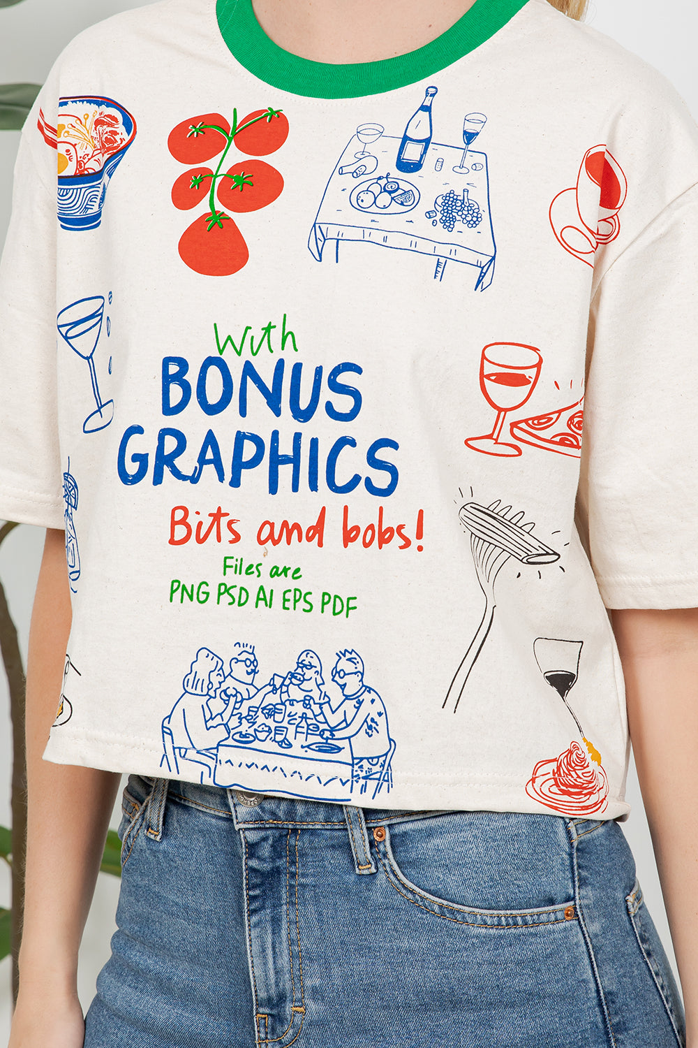 Food Vibes Print Cotton Crop Top