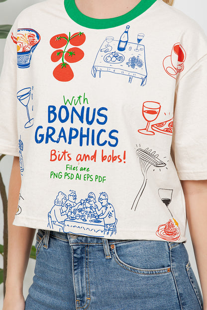 Food Vibes Print Cotton Crop Top