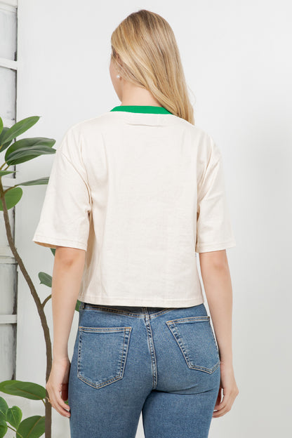 Food Vibes Print Cotton Crop Top