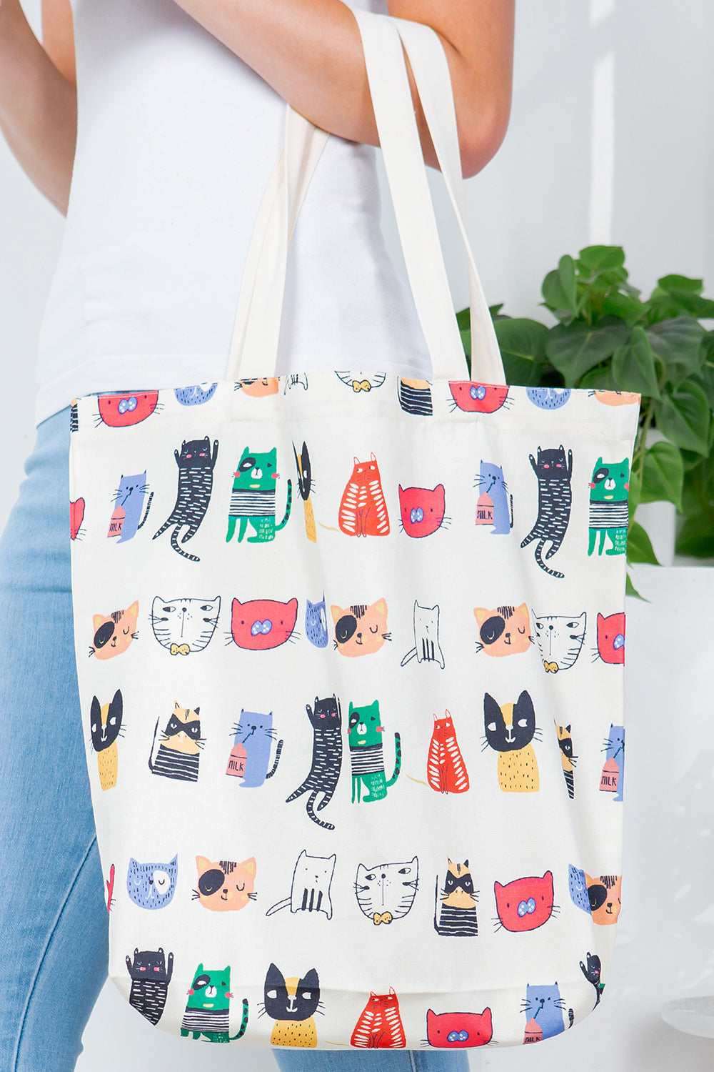 Colorful Cat Canvas Tote Bag