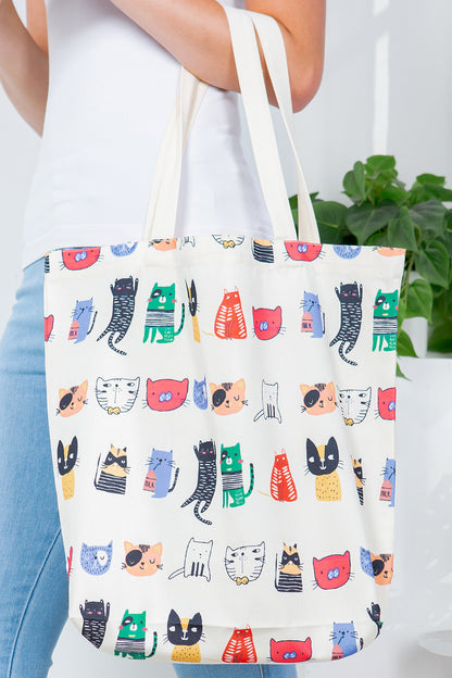 Colorful Cat Canvas Tote Bag