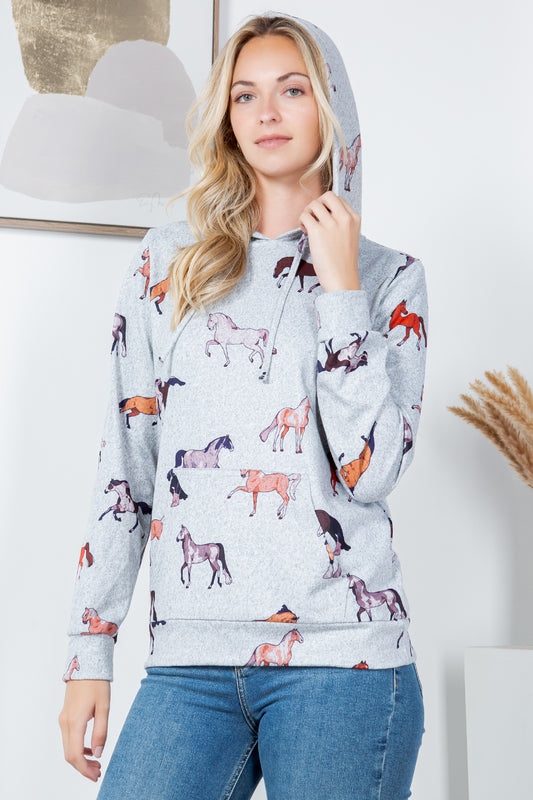 Horse Sweater Knit Pullover Plus Size Hoodie