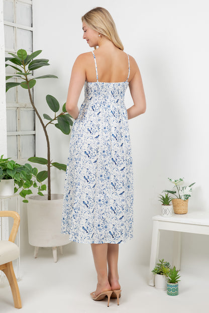 Bird Garden Print Cami Dress