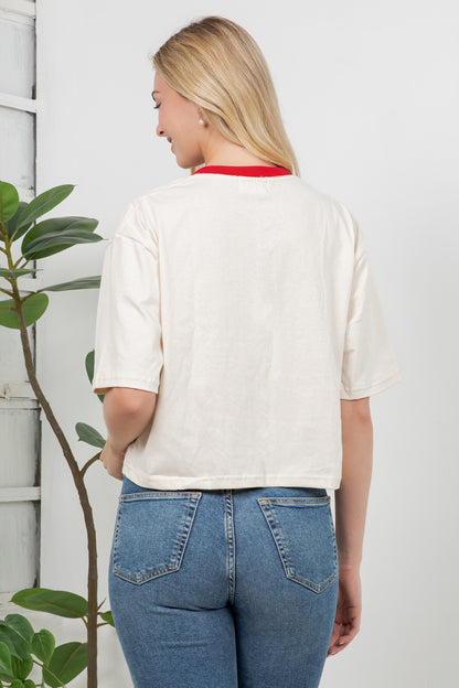 Watermelon Print Cotton Crop Top