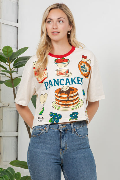 Pancake Print Cotton Crop Top