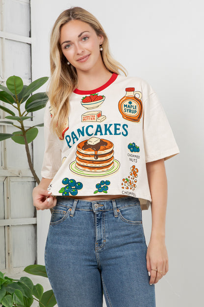 Pancake Print Cotton Crop Top