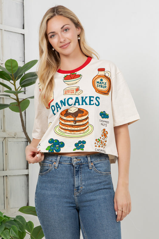 Pancake Print Cotton Crop Top