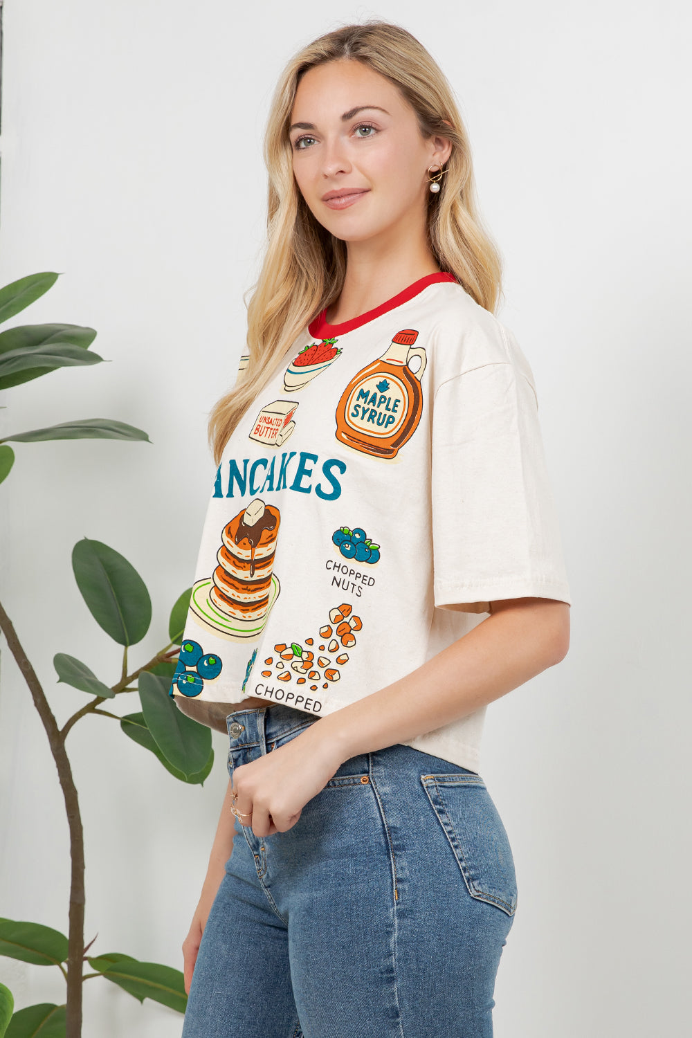Pancake Print Cotton Crop Top