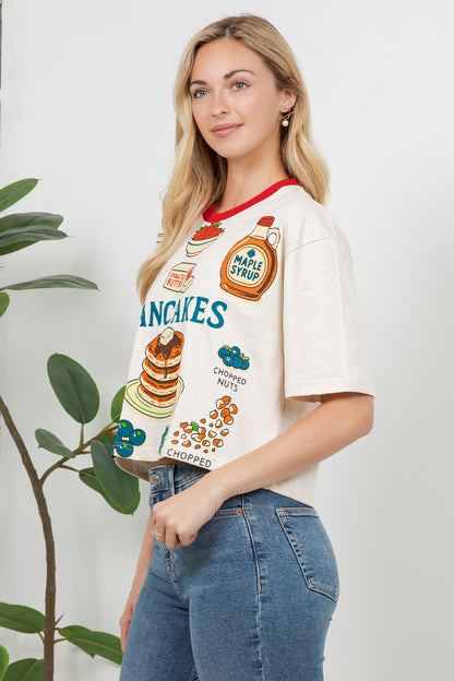 Pancake Print Cotton Crop Top