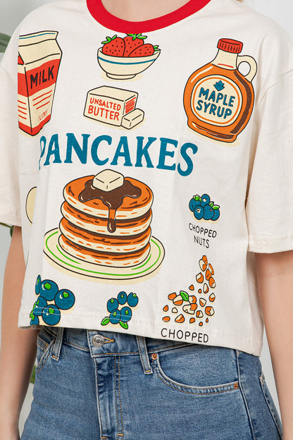 Pancake Print Cotton Crop Top