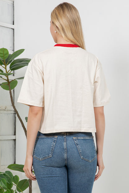 Pancake Print Cotton Crop Top