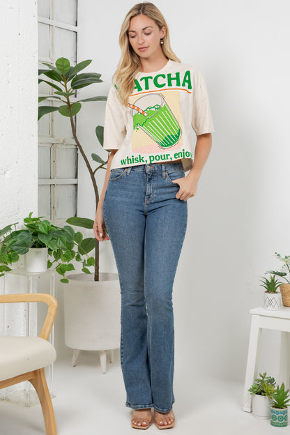 Matcha Print Cotton Crop Top