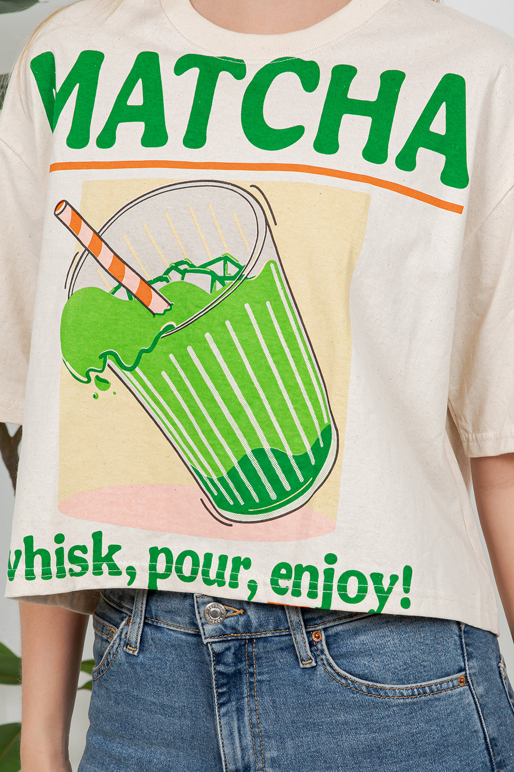 Matcha Print Cotton Crop Top