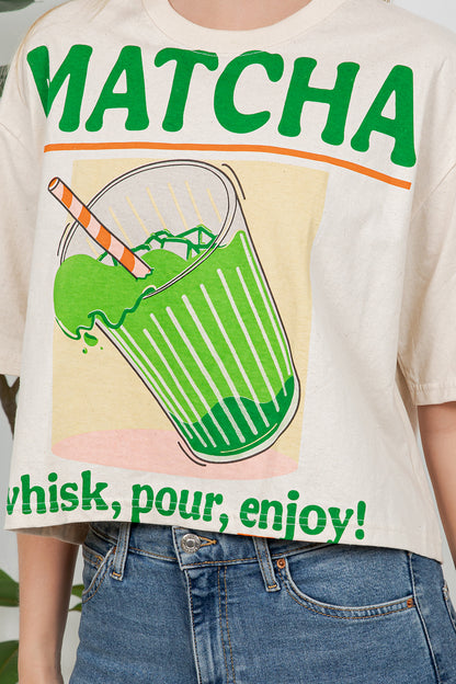 Matcha Print Cotton Crop Top