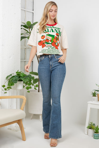 Tomato Print Cotton Crop Top