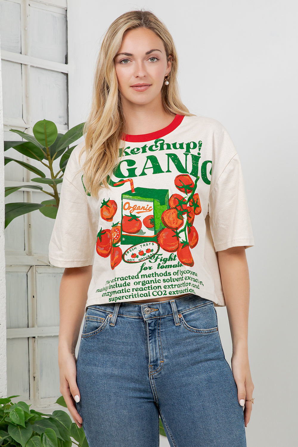 Tomato Print Cotton Crop Top