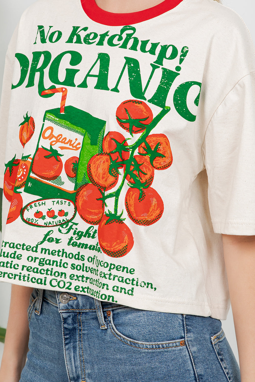 Tomato Print Cotton Crop Top