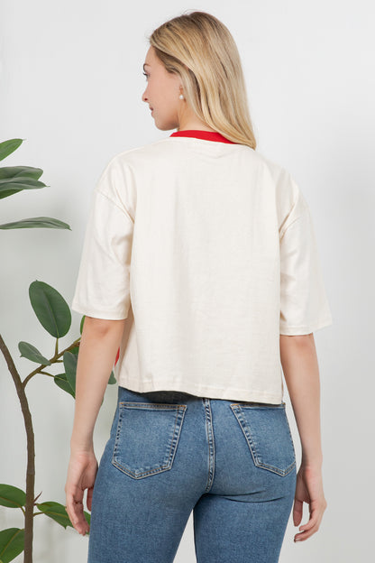 Cherry Print Cotton Crop Top