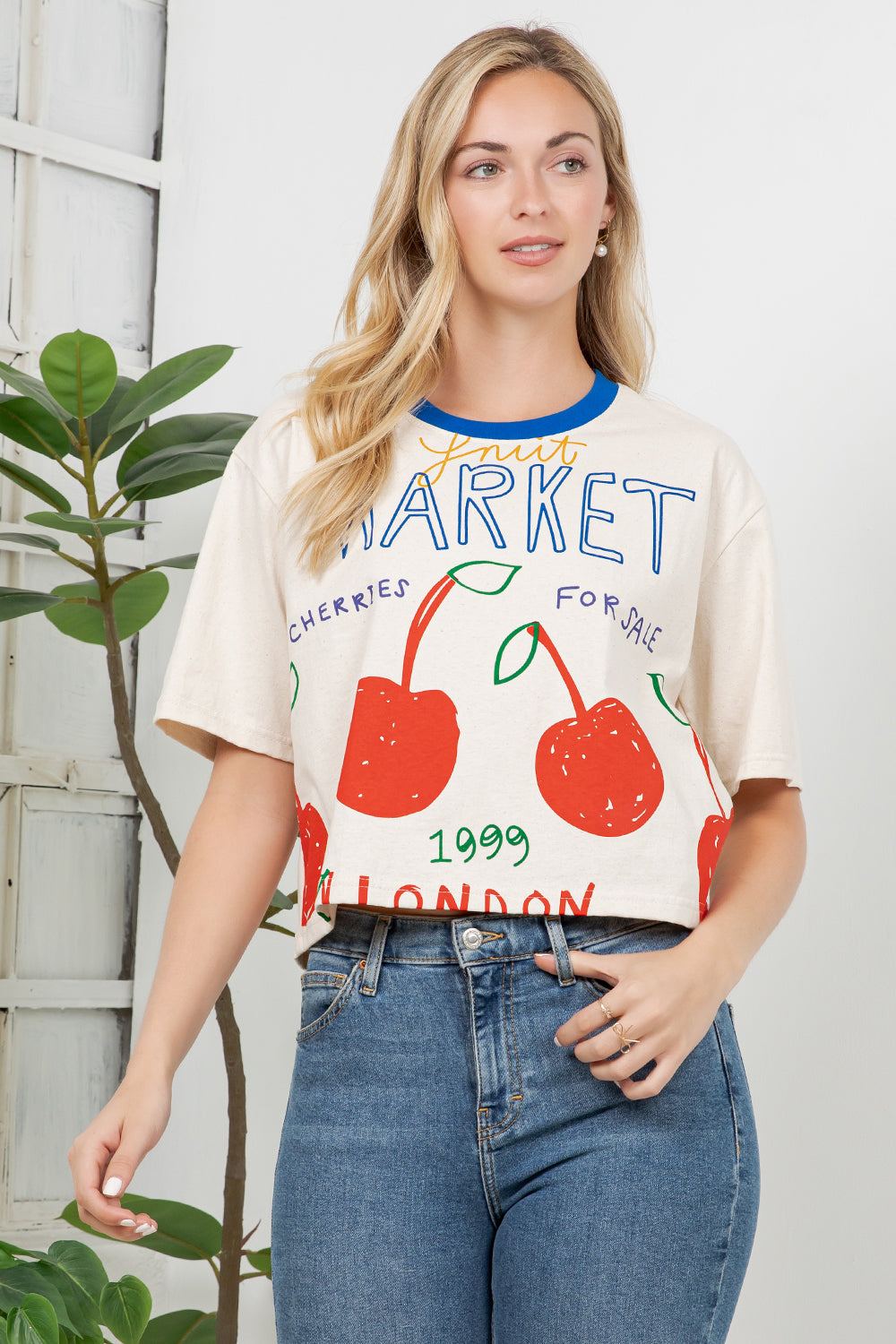 Cherry Print Cotton Crop Top