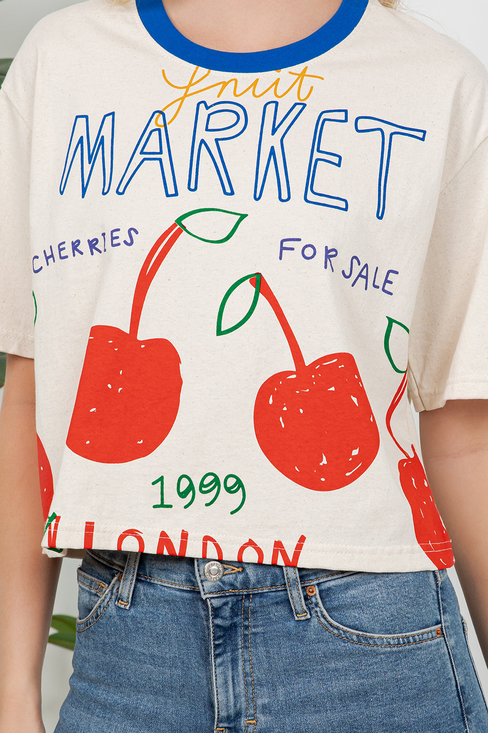 Cherry Print Cotton Crop Top