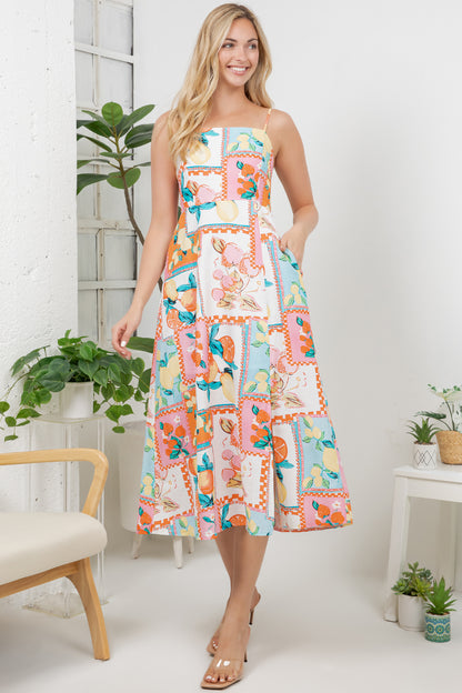 Floral Faux Sticker Print Dress