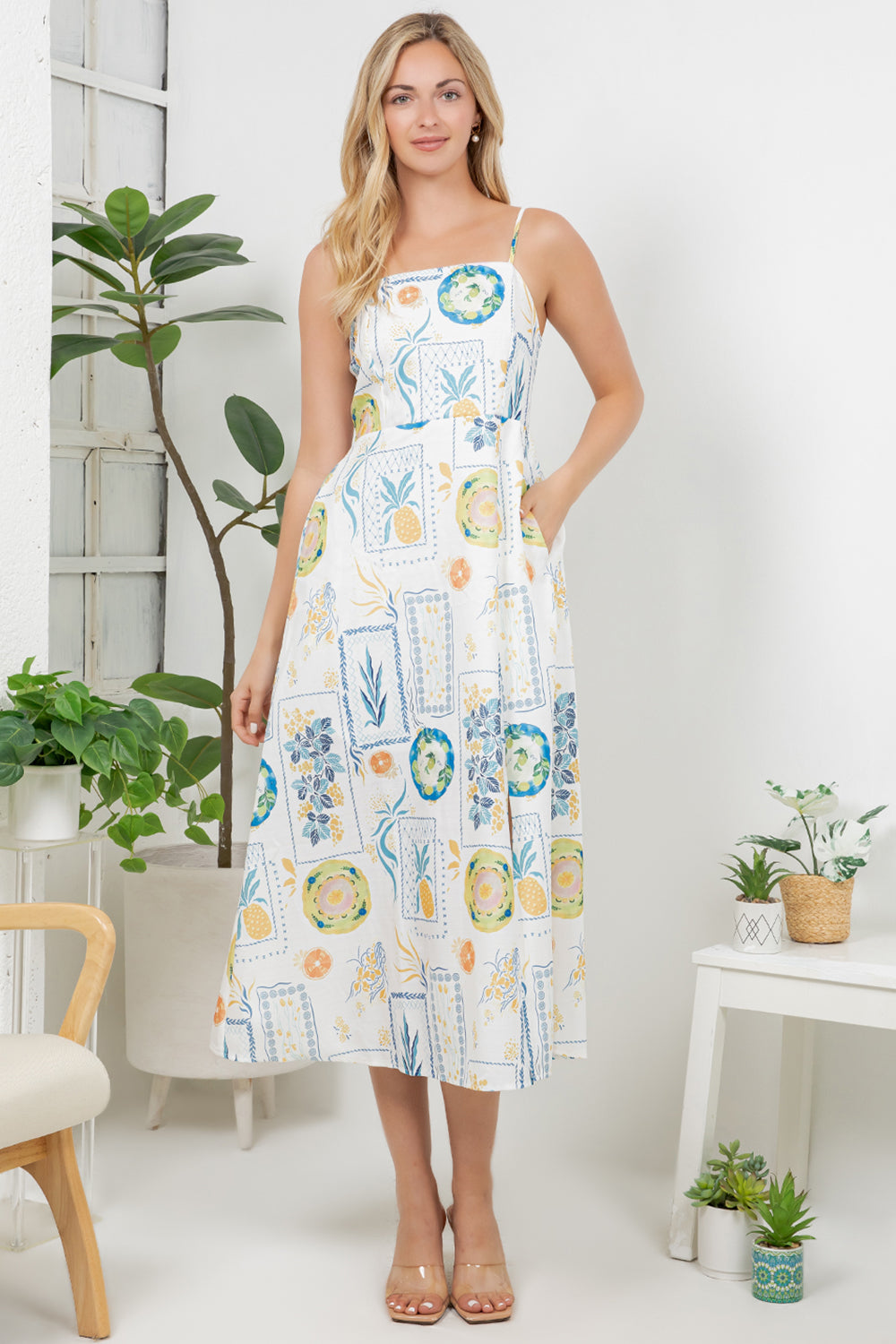 Fruit Sticker Print Cami Dress