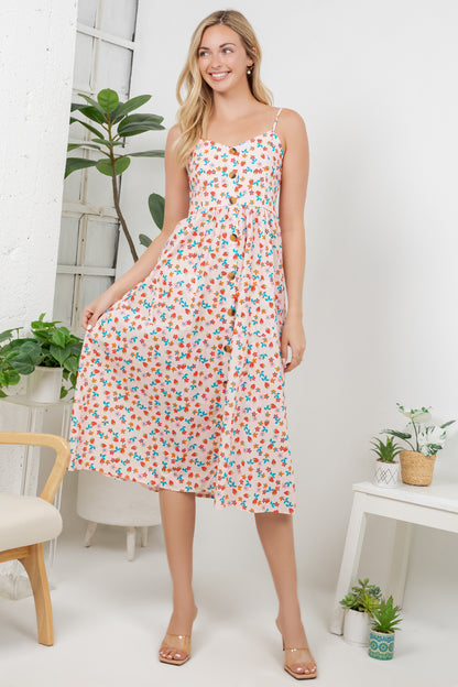 Floral Strawberry Print Cami Dress