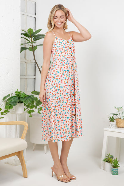 Floral Strawberry Print Cami Dress