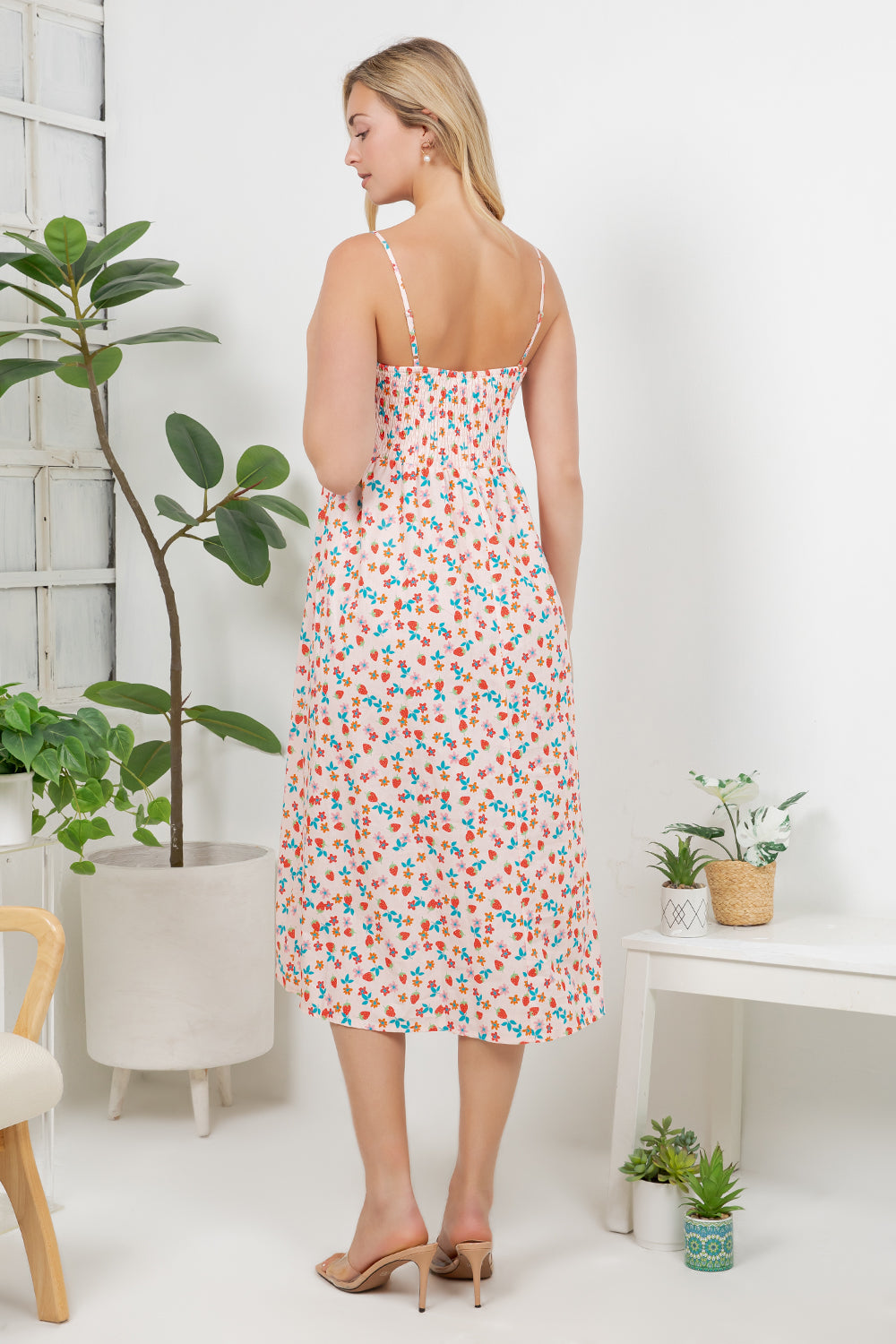 Floral Strawberry Print Cami Dress