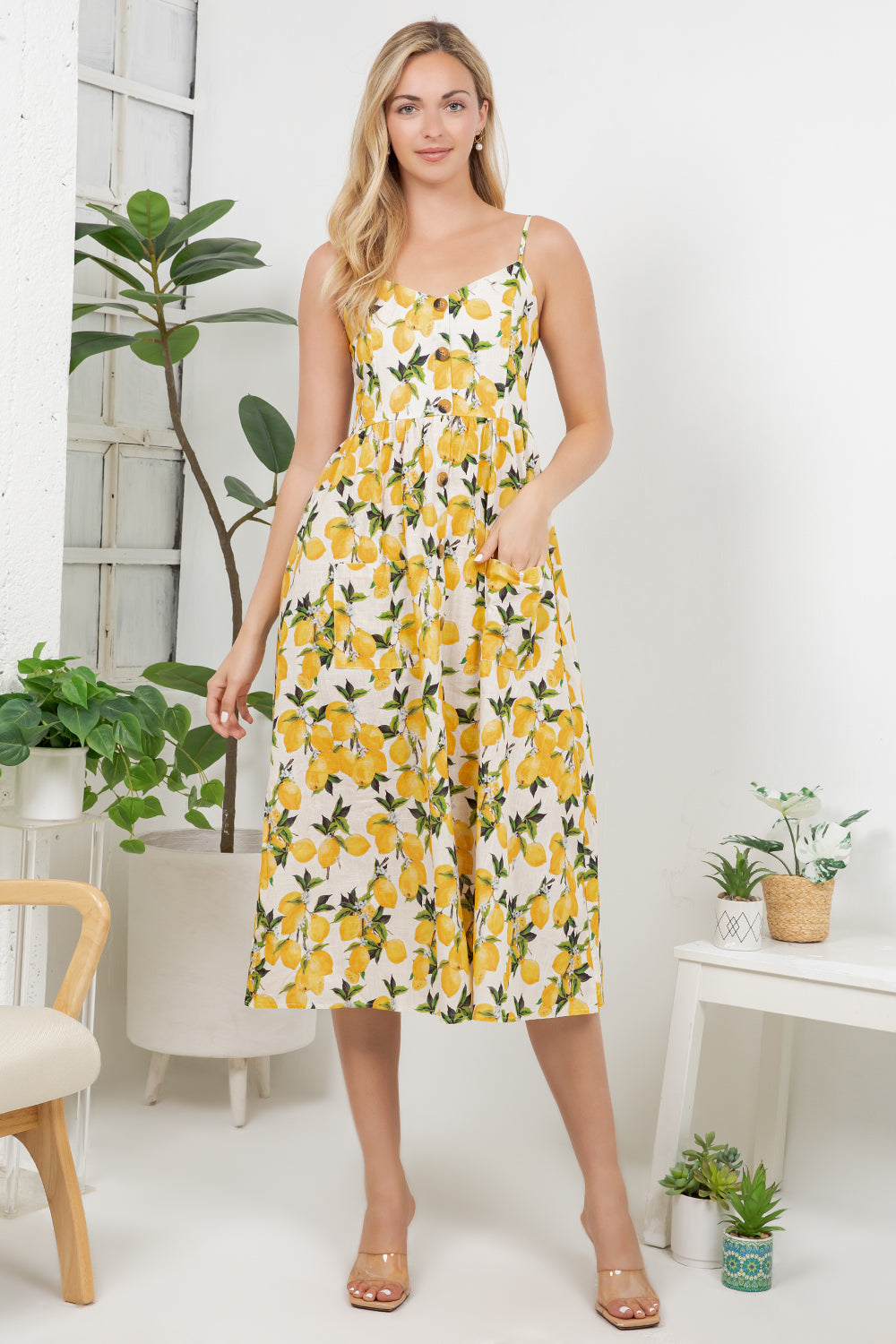 Lemon Print Cami Dress