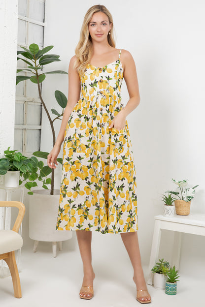 Lemon Print Cami Dress