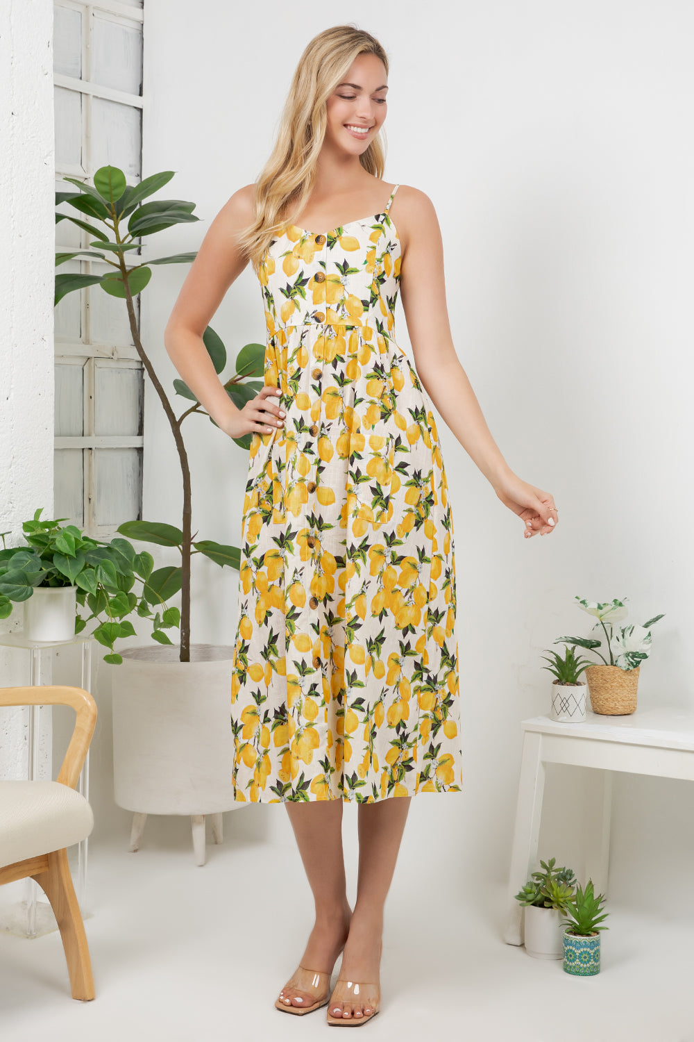Lemon Print Cami Dress