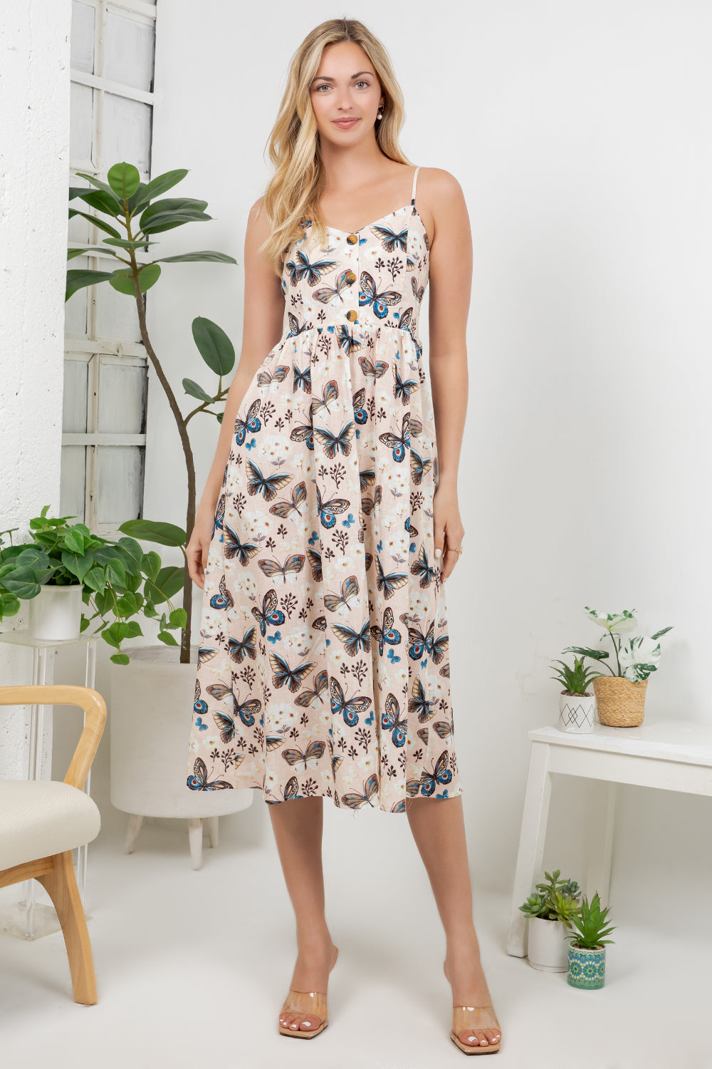 Boho Butterfly Print Cami Dress