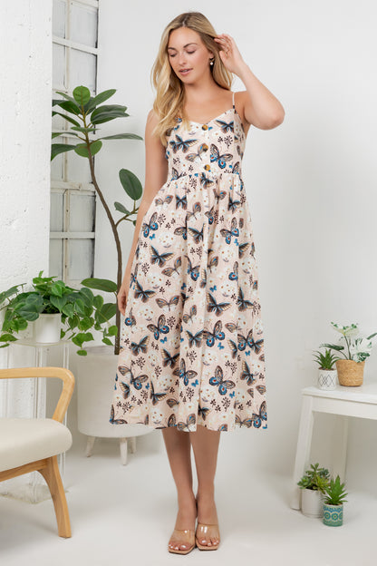Boho Butterfly Print Cami Dress