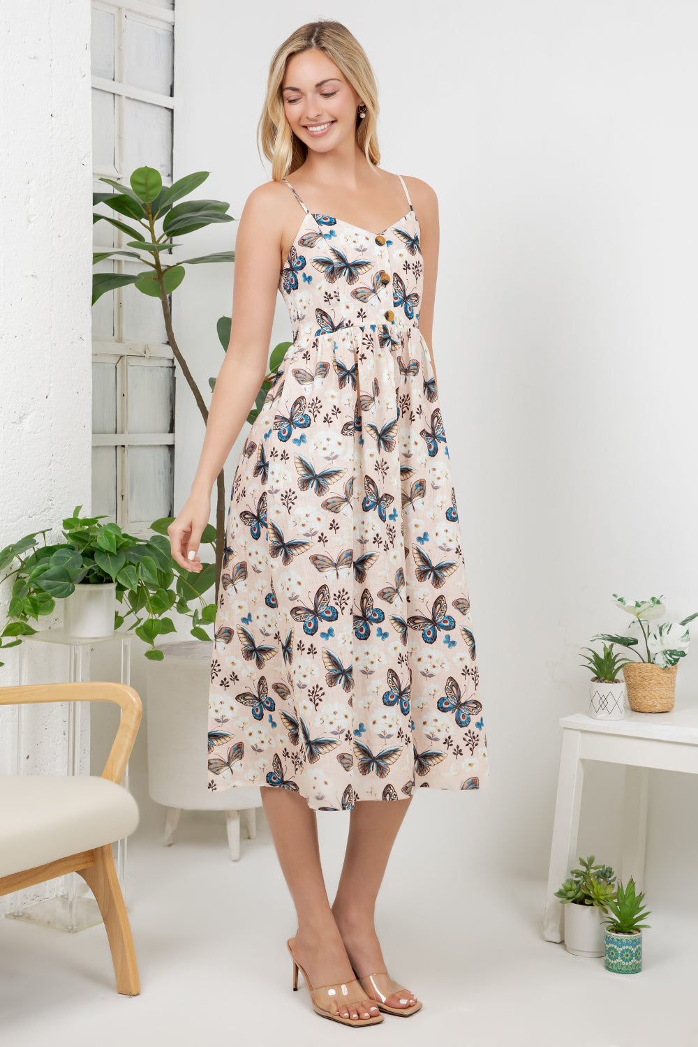 Boho Butterfly Print Cami Dress