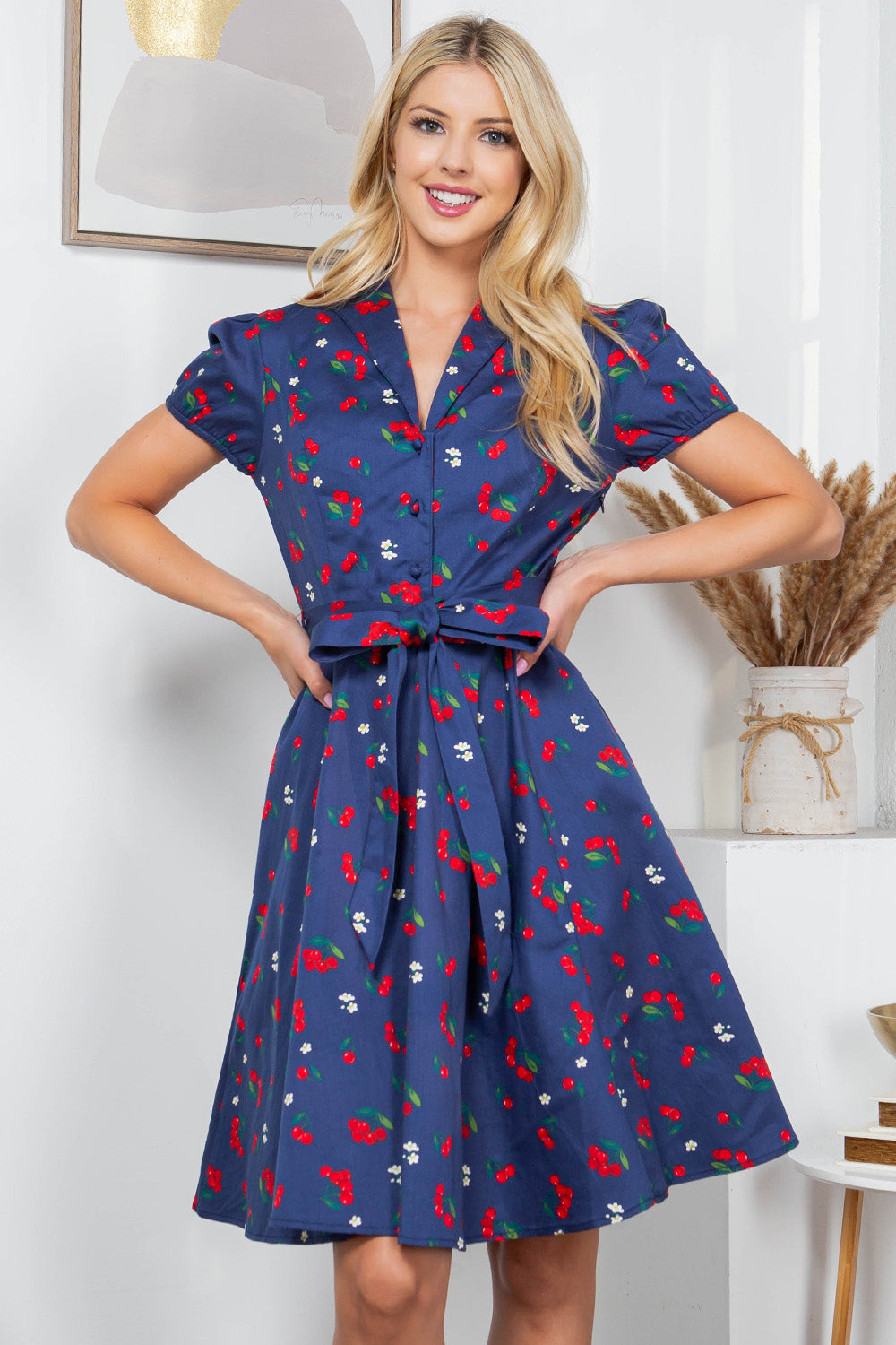 Cherry Retro Cotton Dress - PLUS Size