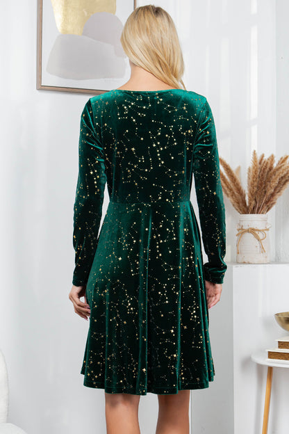 Celestial Green Velvet Dress