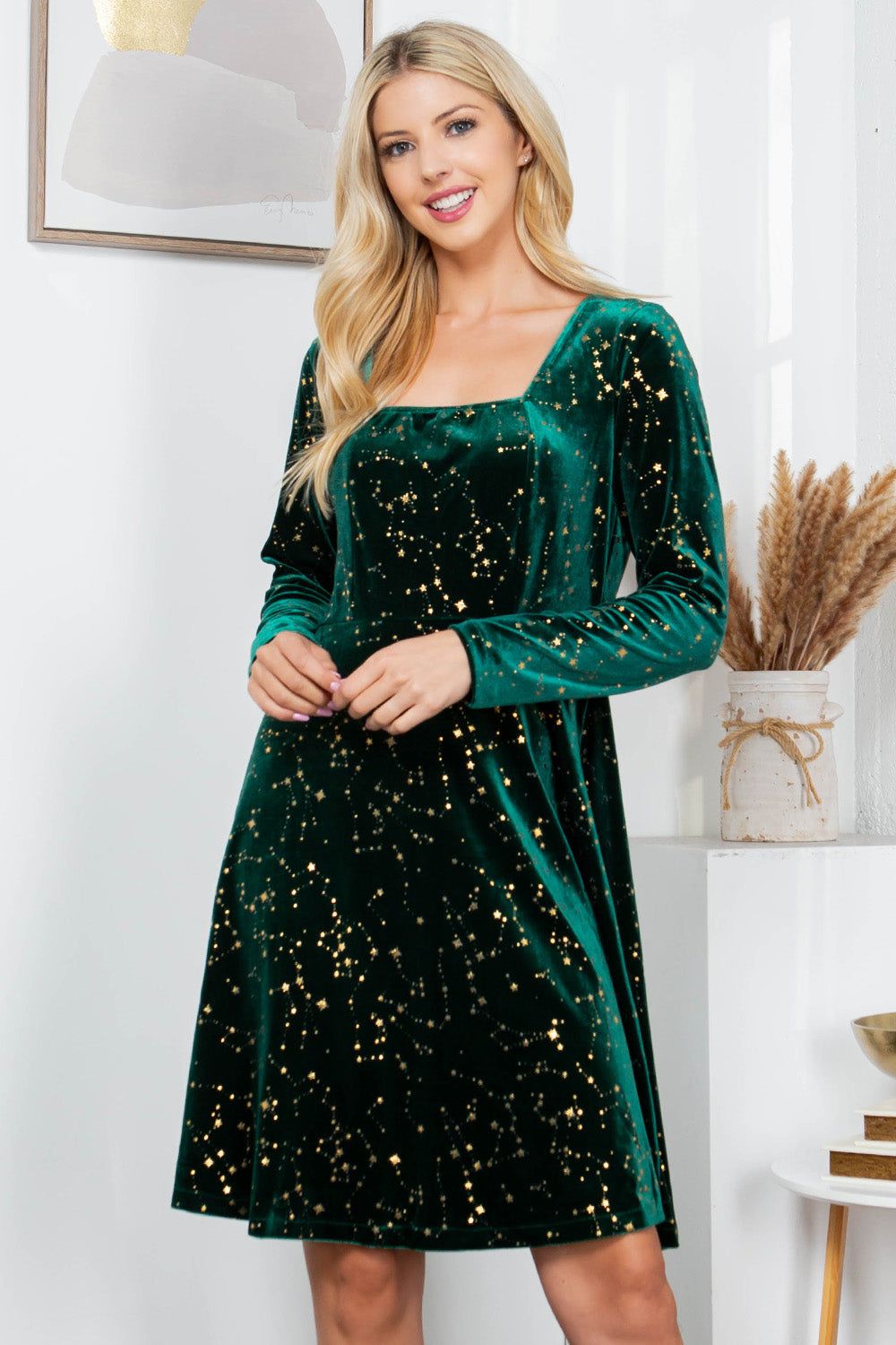 Celestial Green Velvet Dress