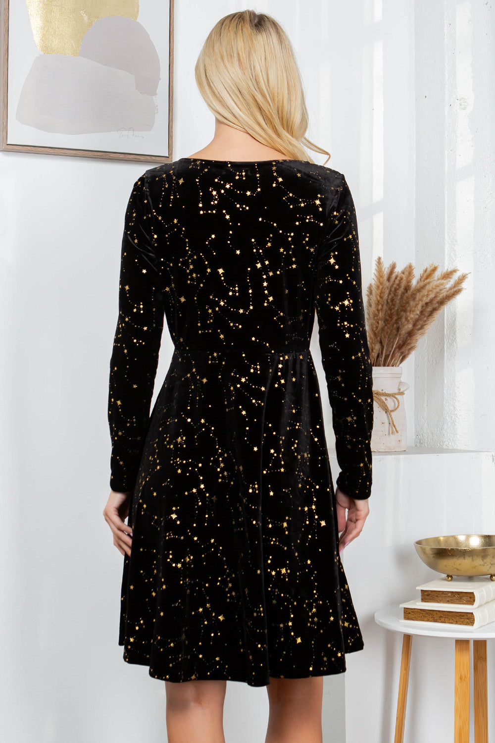 Celestial Black Velvet Dress