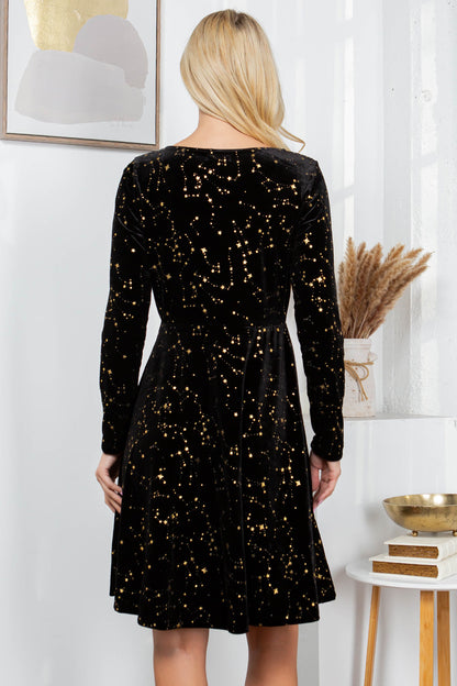 Celestial Black Velvet Dress