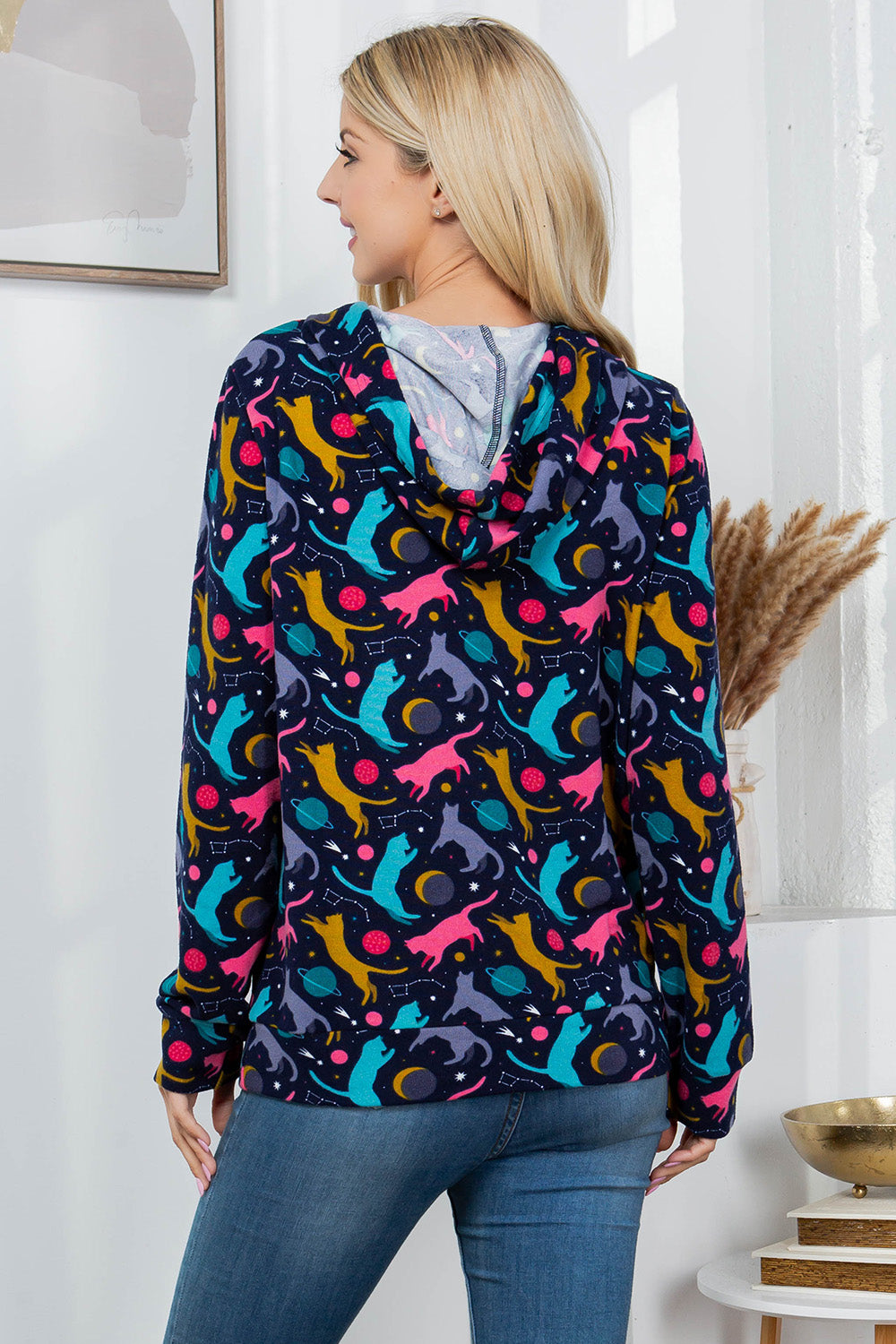 Playful Celestial Cat Hoodie