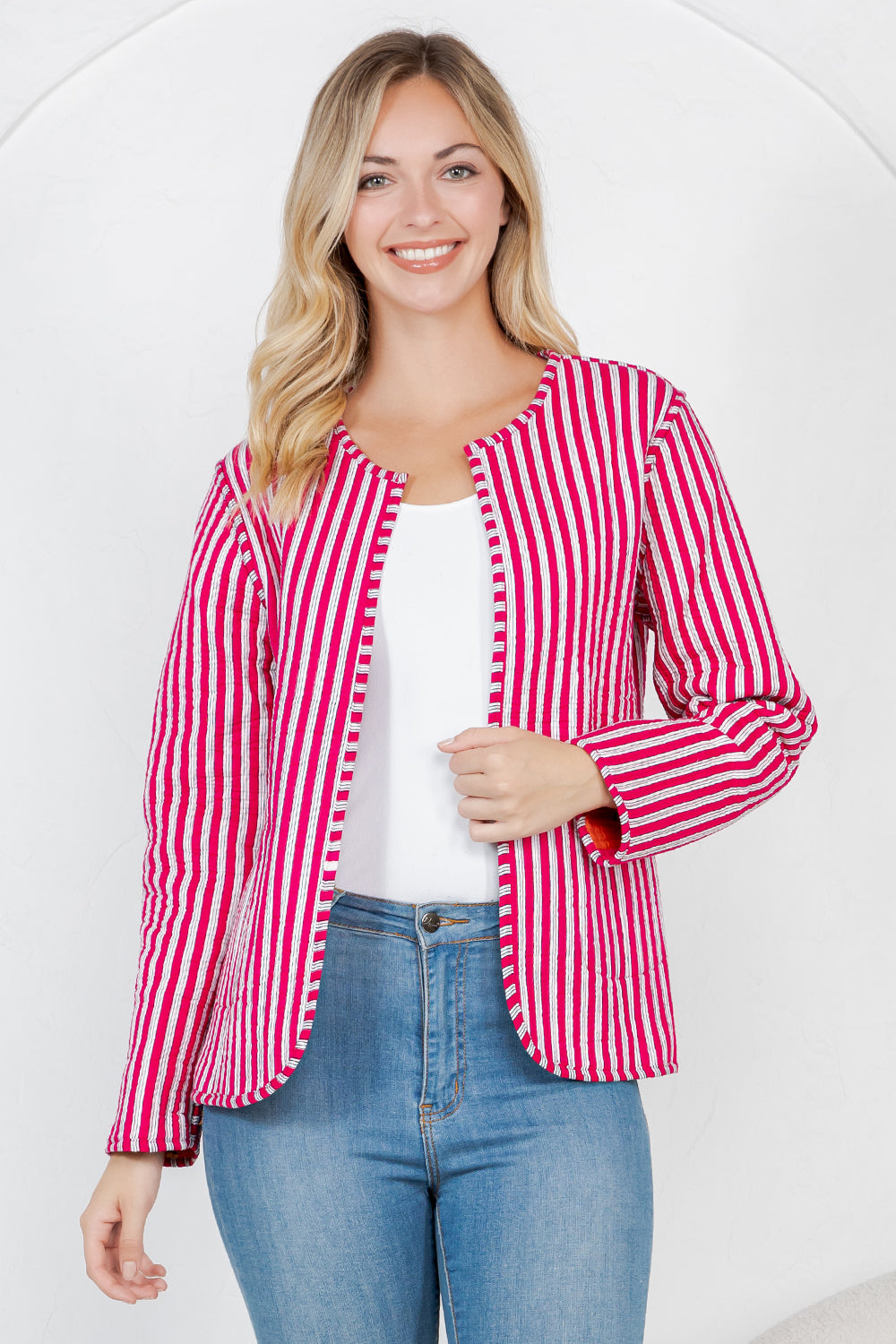 Tiger Print Quilted Cotton Jacket - Orange