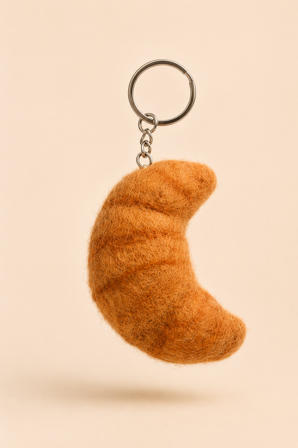Nepalese Handmade Felt Keychain | Eco-Friendly Wool Accents - Croissant
